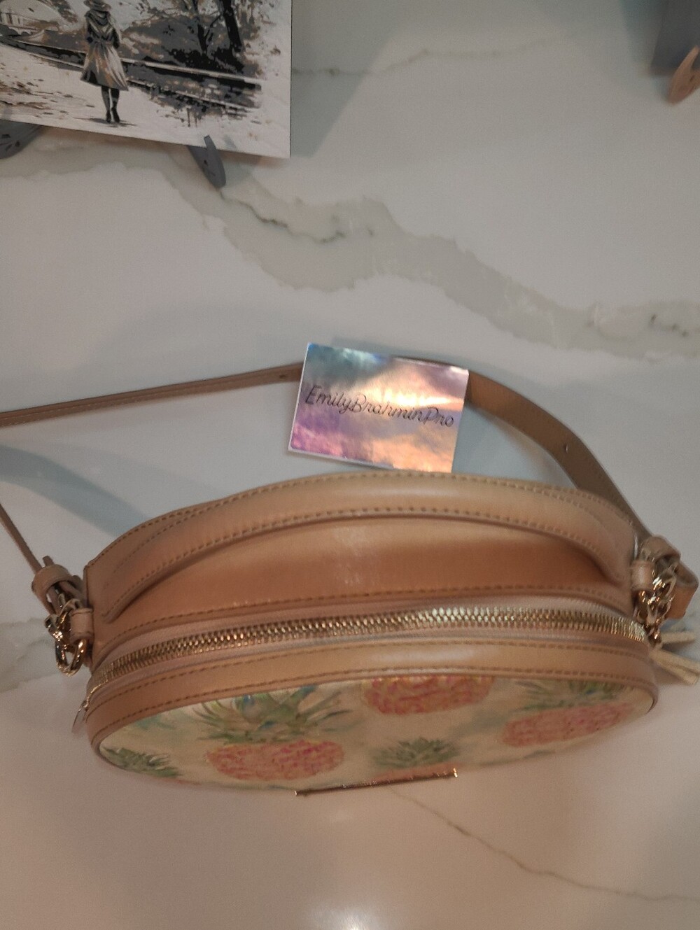 Brahmin Lane Multi Pompano Pineapple Round Crossbody Bag EUC - Picture 10 of 14